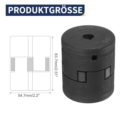 QUARKZMAN 7/16 bis 1-1/8 L095 Flexibles 3-teiliges L-Jaw Kupplung Kupplungsset & Buna-N NBR Gummispider für Holzspalter Hybridgeräte