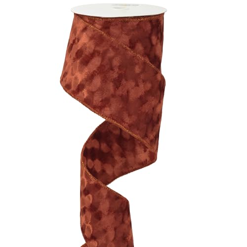 MEEDEE Rust Velvet Wired Ribbon - 4 Inch Wide...
