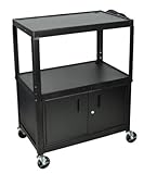 Steel Adjustable Height Extra Large Av Cart with Cabinet