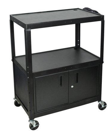 Steel Adjustable Height Extra Large Av Cart with Cabinet