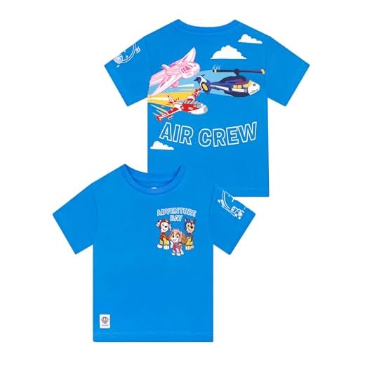 Paw Patrol Camiseta Niño Camiseta Manga Corta Niño De Algodón | Tshirt Patrulla Canina con Marshall, Chase Y Skye | Azul 5-6 años