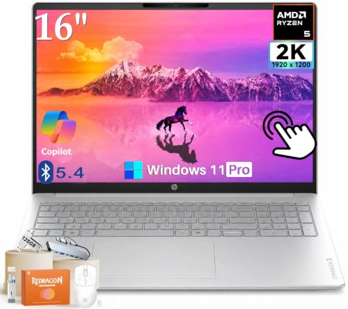 Image of HP OmniBook 3 16 inch 2K Touchscreen Laptop PC, AMD Ryzen 5 40, 512 GB SSD