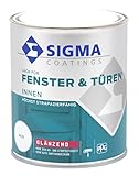 SIGMA Fensterlack & Türenlack 0,75l hochdeckender Weißlack glänzend Holzlack Metallack