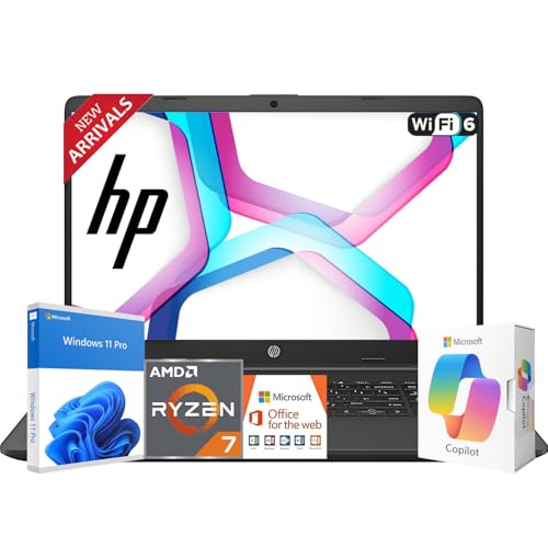 Image of HP New 15.6 inch FHD Business Laptop with MS 365 for Web, AMD Ryzen 7 7730U(Outperforms Intel Core i9-11950H), 16GB DDR5, 512GB PCIe, Fast Charging Speed, Wi-Fi 6, 14.5-Hour Battery Life, Windows 11 Pro