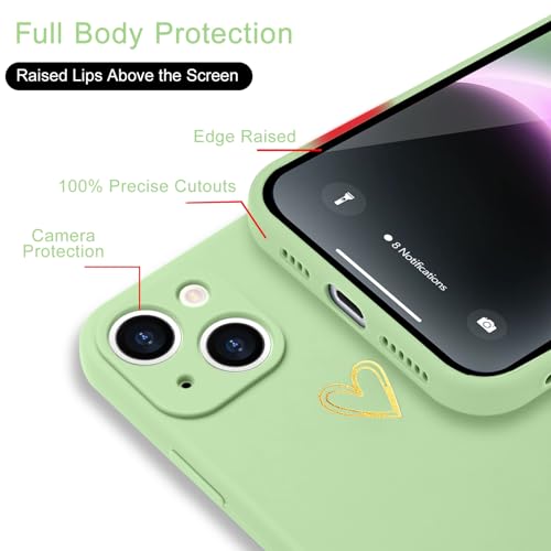 Image of Wirvyuer for iPhone 14 Case Cute Heart Pattern Soft Shockproof Protective Silicone Phone Case for Women Girls, Lime Green