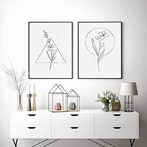 Peinture sur toile minimaliste fleur abstraite pour décor de salon moderne et lumineux