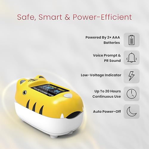 Image of CMS50Q1 Kids Digital Finger Pulse Oximeter, SpO2 and Pulse Rate Monitor with Pulse Waveform, Bar Graph, Adjustable Display Mode & Brightness, Voice & PR Sound Alerts, Auto Power-Off, Low Battery Indicator