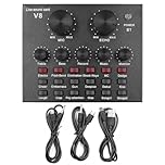 CENPEK V8 Live Sound Card, Audio Mixer USB External Sound Card Live Broadcast KTV Sound Card for Double Cell Phone for Live KTV Voice Chat