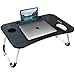 Produktbild Laptop-Schreibtisch, Laptop-Bett-Tisch mit klappbaren Beinen und Becherhalter, Leseständer Notebook-Ständer Frühstücksbetttablett Buchhalter für Sofa, Bett, Terrasse, Balkon (Weiß)