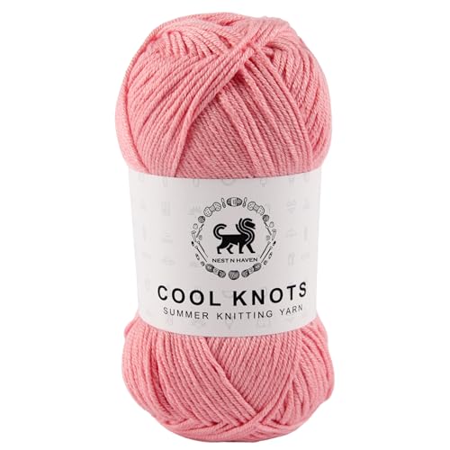 Image of NESTNHAVEN Polyester Cool Knots, Hand Knitting Yarn (1 Yarn Ball 100g) - Luxury Thread For Crochet, Amigurumi, Embroidery, Toys, Garments, Flowers and Hobby Projects (Baby Pink)