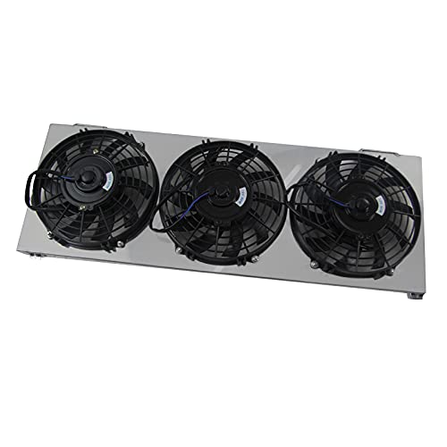 ECMRAD Aluminum Radiator's Shroud+3x9''Fans Compatible with Jeep Cherokee XJ 2.5l 4.0l 1991-2001