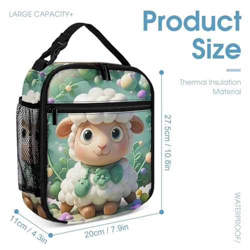 Cute Cartoon Sheep Backpack Set 3 Piece, Durable Backpack Insulated Lunch Bag Portable Pencil Case for Men Women4