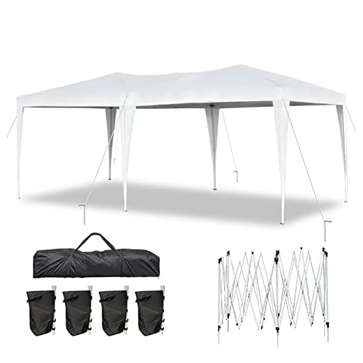 10'x20' Pop Up Canopy Tents Heavy Duty 10x20ft Ez Up Canopy Outdoor Instant Shelter Party Tents Outdoor Event Gazebo Waterproof White Canopies with Portable Bag