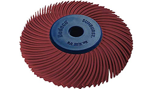Dedeco Sunburst Radial Bristle Discs - 2”(50mm) Dia, TC Bristle, 3-Ply, 1/4”(6mm) Arbor, Precision Cleaning Buffer Polisher Rotary Tool Accessories, Standard 220 Grit, Aluminum Oxide - 1 Pack