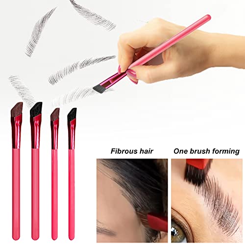 Multifunction Eyebrow Brush, 4D Eyebrow Hair Stroke Brush, 4Pcs Ultra Thin Angled Eye Brow Brush, Hair Stroke Brow Stamp Brush, Makeup Brush, Professional Eyebrow Brush, Hairline Brush #TOP5
