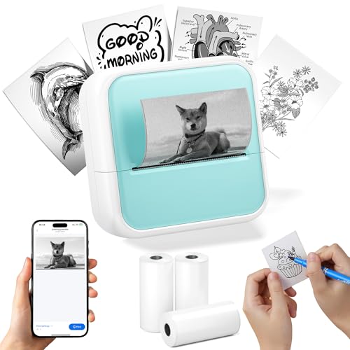 HiHTV Sticker Printer, Printpods Thermal Sticker Maker Machine with Tapes, Bluetooth Portable Mini Printer for Study Notes, Anatomical Diagrams, Photos, Kids, Father
