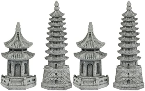 Yardwe 4 Pcs Mini Pagoda Pagoda Statue Small Mini Zen Pagoda Figurine Statue Tower Statue