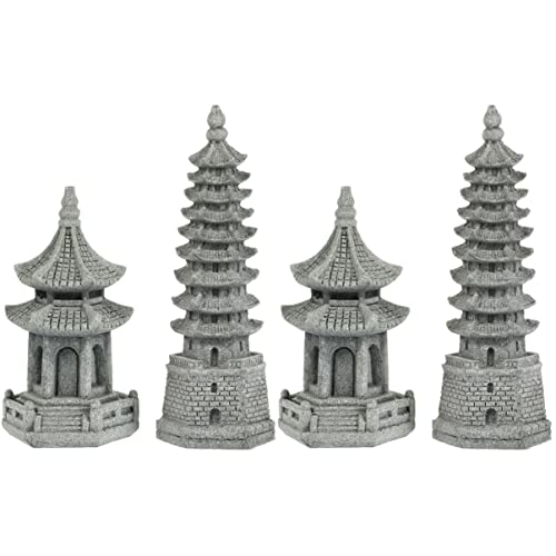 Yardwe 4 Pcs Mini Pagoda Pagoda Statue Small Mini Zen Pagoda Figurine Statue Tower Statue #TOP3