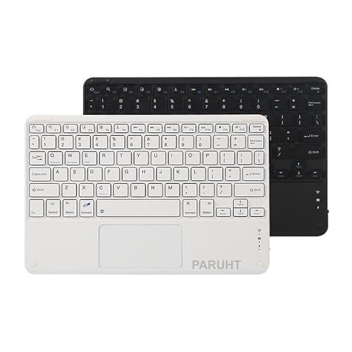 Image of Wireless Bluetooth Keyboard with Touchpad Rechargeable Slim Lightweight Like Air Multi-Device Portable for Tablet, Laptop, Smart TV, PC, White BTW-TOUCH05