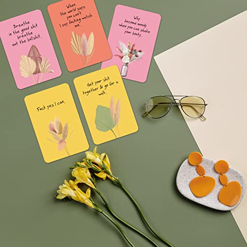 Funny Affirmation Cards Set, Floral Themed Positive Affirmation Cards, Sweary Encouragement Confirmation Card For Self Care Stress Relief Motivate Family Friends Colleagues Students, Etc - 20 Pcs, 2" X 3.5" #TOP1