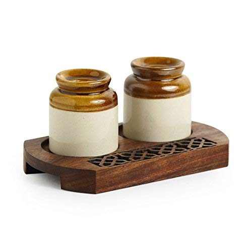Cuisine céramique shaker distributeur Frienemy marron et crème de 80 ML pour sel et poivre