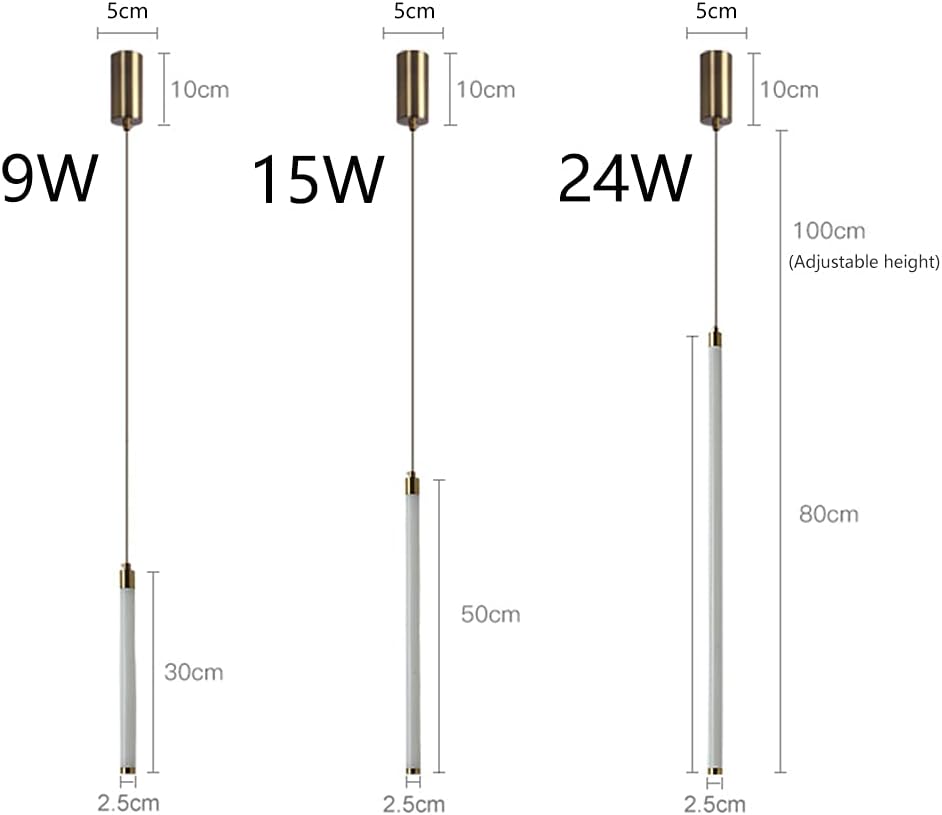 Modern Led Long Tube Chandelier Anti-Rust Aluminum Suspension Lamp Indoor Kitchen Island Lights Bar Spotlights Adjustable Height Ceiling Downlight/6000K/Height-80Cm