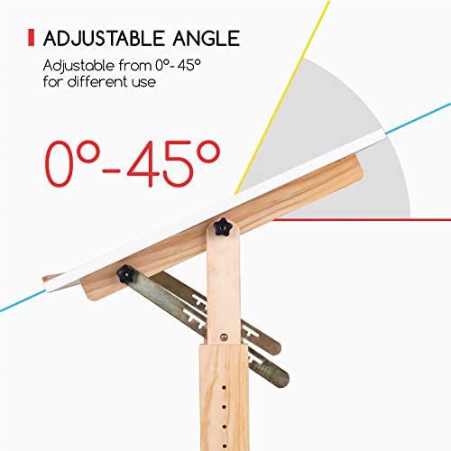 Meeden Drafting Table, Art Drawing Desk With Adjustable Height, Large Surface Tilting Table, Artist Table, Wood Drafting Desk For Adults, Hobby Table, Art Desk For Writing, Reading #TOP2