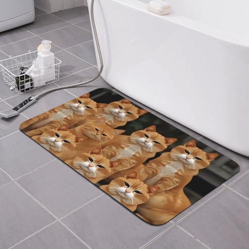 LKVNSWERT Stein-Badematten für Badezimmer, Kieselgur, Badematte, super saugfähige Bodenmatte, orangefarbene Katzen, Stein-Trockenmatten, schnell trocknend, Kieselgur-Duschmatte für Badewanne, 50 x 80 LKVNSWERT Stein-Badematten für Badezimmer, Kieselgur, Badematte, super saugfähige Bodenmatte, orangefarbene Katzen, Stein-Trockenmatten, schnell trocknend, Kieselgur-Duschmatte für Badewanne, 50 x 80