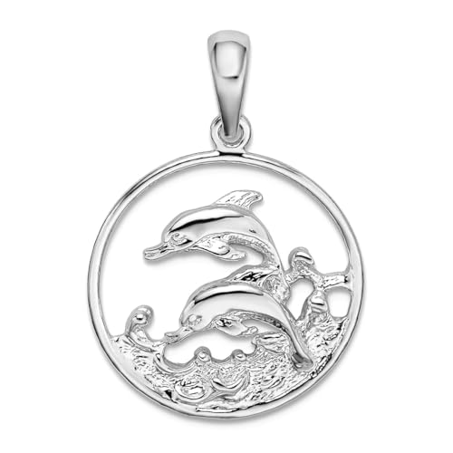 Collier dauphin argent 925 rhodié et pendentif ovale pour femme