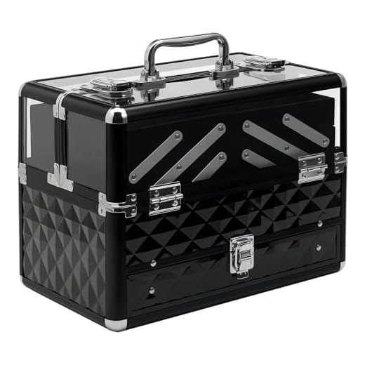 HOMCOM Mallette à Maquillage - Coffre à cosmétiques - Rangement Produits de beauté - dim. 30L x 18l x 22H cm - poignée Serrure alu. Acrylique Noir