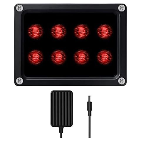 WEILAILIFE 【8 LED Waterproof 】 IR Illuminator 90 Degree Wide Angle Long Range Infrared Light, 100ft 850nm IR Flood Lights with Power Adapter for Night Vision CCTV & IP Security Camera Cover