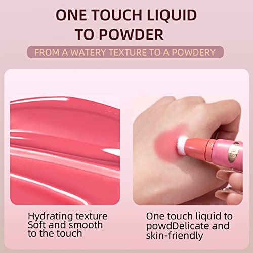 Rosarden Matte Beauty Blush Wand, Blush Stick For Cheek, Quick Dry Waterproof Face Blush Liquid, Creamy Face Blush With Cushion Applicator, Lightweight Soft Cream Blush Makeup For Women And Girls, Pink Red Blush #TOP3
