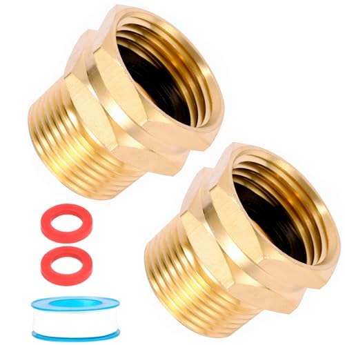 3/4 npt to Garden Hose Adapter,3/4” GHT Female to 3/4” NPT Male Connector, Brass Garden Hose Convert Adapter Fitting, Garden Hose Thread to 3/4