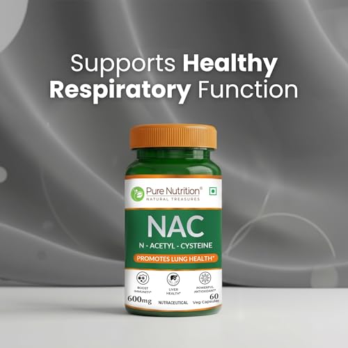 Image of Pure Nutrition NAC (N-Acetyl L-Cysteine) 600mg - 60 Veg Capsules | Powerful Antioxidant Support for Immunity, Lung & Respiratory Health | Enhances Liver Detox, Reduces Oxidative Stress, Boosts Cellular Health for Men & Women