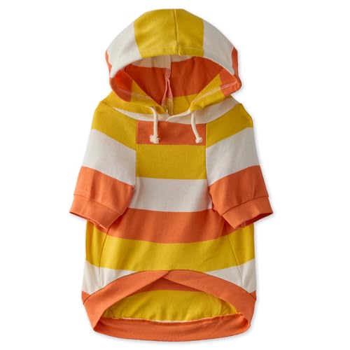 Pet Passion Rocky The Original Lightweight Hooded Tee 100% Organic Cotton Dog Hoodie Pet Coat Sweater for All Sized Dogs Candy Corn Large (40-60 lbs)