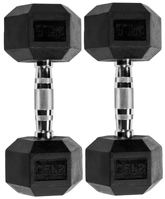 Hex Dumbbells Rubber Coated Hand Weights Pairs for Exercises and Fitness, Multiple Sizes