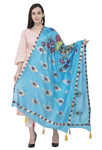 73% OFF on A R SILK Silk Peacock Multi Fancy Dupatta Color Firozi Dupatta/Chunni