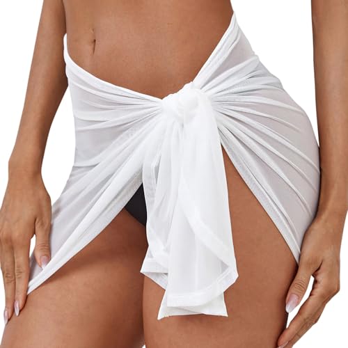 2025 - Falda de cubierta de nudos puros para mujer, sin bikini, envoltura de playa, envolturas de brillo para pareo, toalla de playa, Blanco, XL
