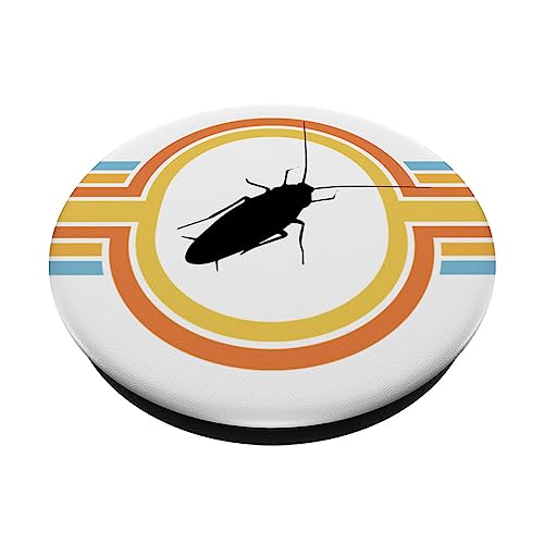 Cockroach - Entomology Coleopterology Arachnid Sunset Retro PopSockets Swappable PopGrip, Black - Image 2
