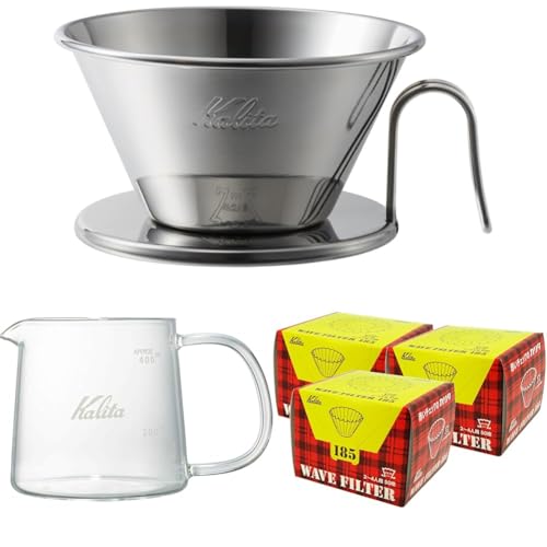 yZbgzJ^ Kalita XeX R[q[ hbp[ EF[uV[Y 2~4lp WDS-185 + 􂢂₷ R[q[ T[o[ ۉ ϔMKX 1~2lp 400ml Jug400#31276 + ܂݂o R[q[ y