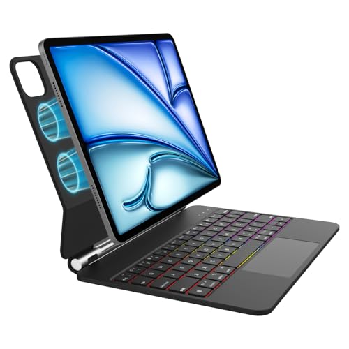 Keyboard Case for iPad Air 11-inch (M3 2025 / M2 2024) & iPad Pro 11 inch(1st/2nd/3rd/4th Gen) – Magic-Style Magnetic Backlit Keyboard Case -Multi-Touch Trackpad for iPad 10.9 5th/4th Gen (Black)