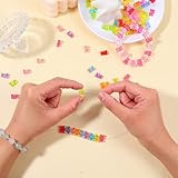 Ptwola 200 Stück Acryl Bären Süßigkeiten Bunte Gummi Bärchen Charm Süße Bären-Loseperlen für Handwerk DIY-Armbänder Halsketten Broschen Ohrringe Tonbasteln Deko-Schmuckset Herstellung Zubehör