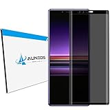 「『全面粘着・覗き見防止』Xperia 1 フィルム AUNEOS Xperia 1 ガラスフィルム 3D全面 炭素繊維 SO-03L SOV40 日本AGC社旭硝子素材 硬度9H 0.26mm 気泡レス 高透過率 指紋防止 エクスペリア ワン のぞき見防止のために」の画像