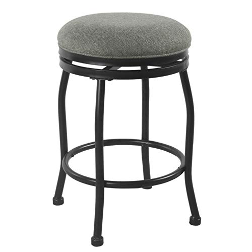 Image of HomePop Round Swivel Counter Stool with Metal Base, 24-Inch, Charcoal