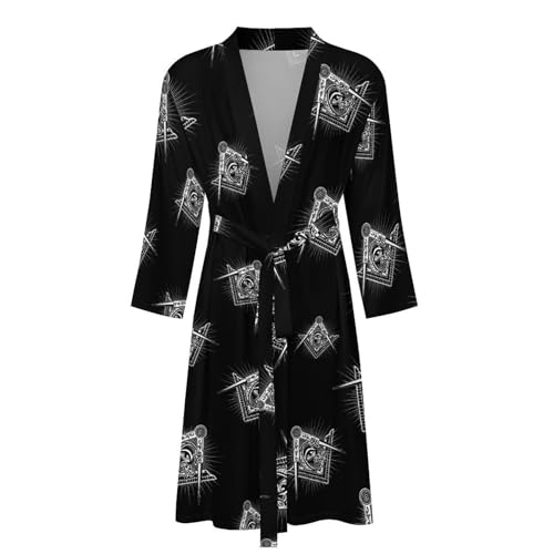 Masonic Freemason Square Compass Mens Robe Nightgown Lightweight Knee Long Bath Robe Spa Bathrobe Loungewear3