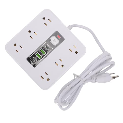 Diyeeni Protector eléctrico 16 en 1 con 12 tomas, 2 puertos USB C y 2 USB A, cable de 2 m miniatura 6
