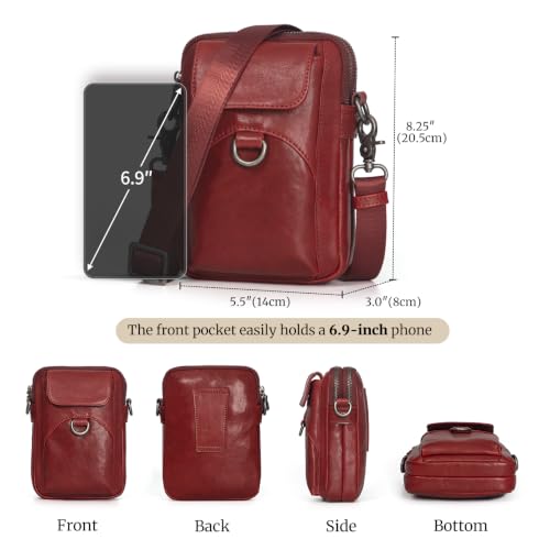 Image of Augus Genuine Leather Small Crossbody Messenger Phone Bag for men's