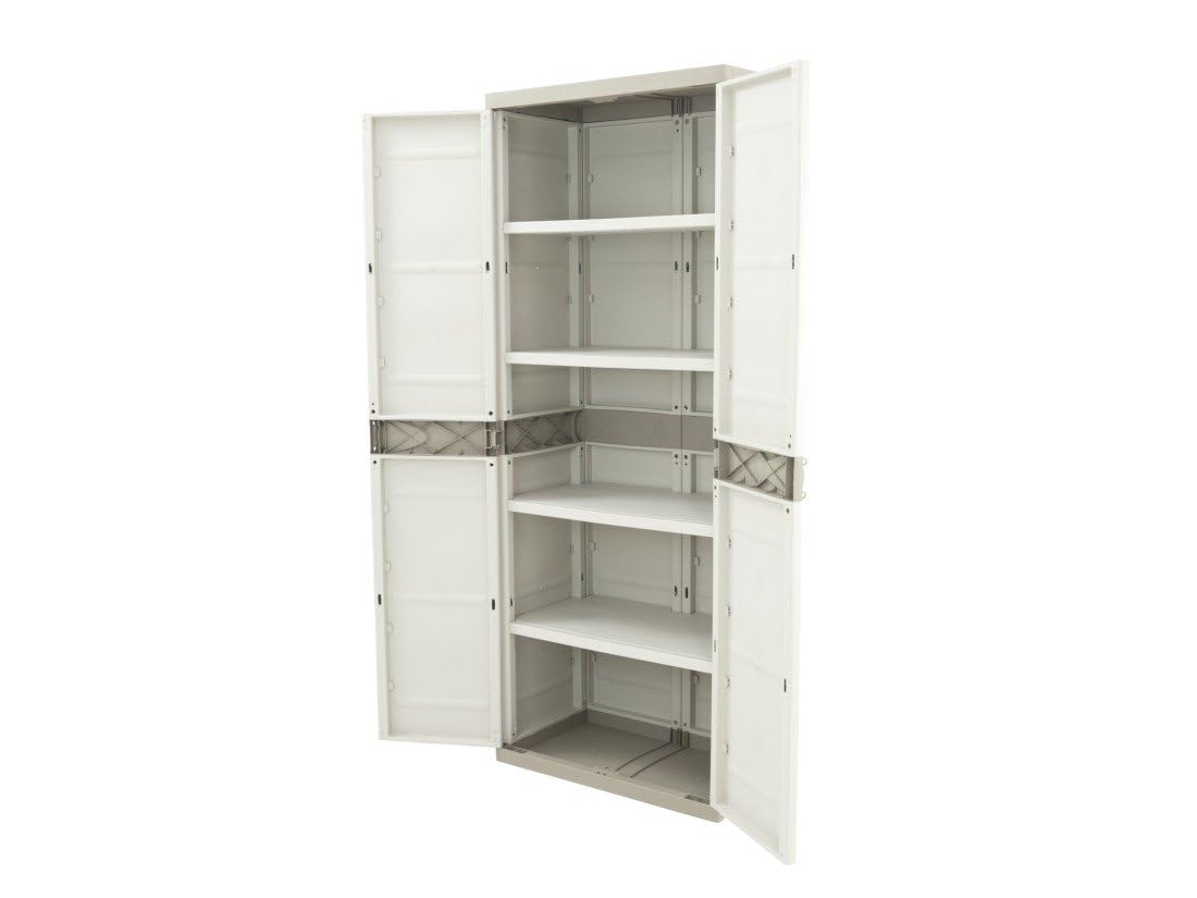 Jardin202 - Armario de 4 estantes de Resina | Titanium Beige | 70x44x176 cm | Beige