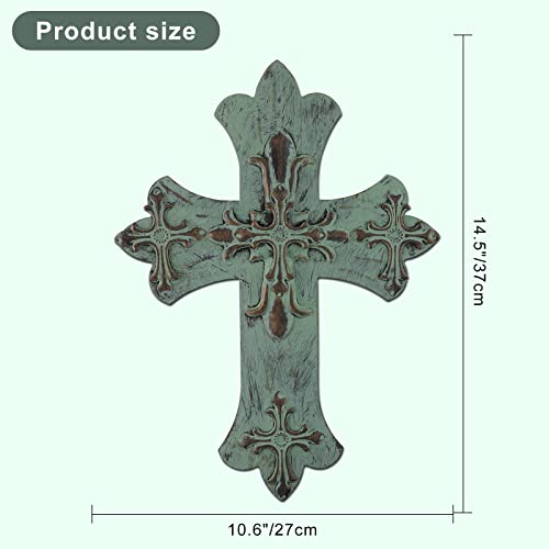 Farmhouse Cross Wall Decor,Metal Cross Decoration For Home Decor, Family Wall Art Flower Cross Wall Sculpture 14.5" H #TOP1