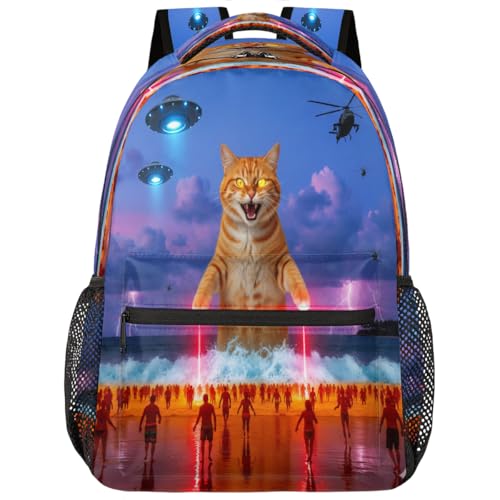 Mochila para laptop 15.6 ligera con estampado divertido de playa con gatos